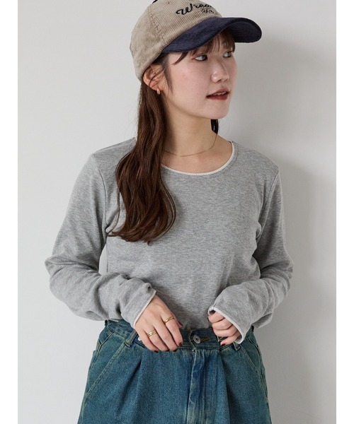ehka sopo(エヘカソポ)の「ちびレースカットソー(Tシャツ/カットソー・レディース・グレー/オフホワイト/キナリ/ブラック・F)」の18枚目の写真