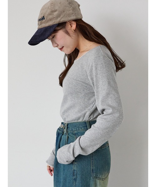 ehka sopo(エヘカソポ)の「ちびレースカットソー(Tシャツ/カットソー・レディース・グレー/オフホワイト/キナリ/ブラック・F)」の20枚目の写真