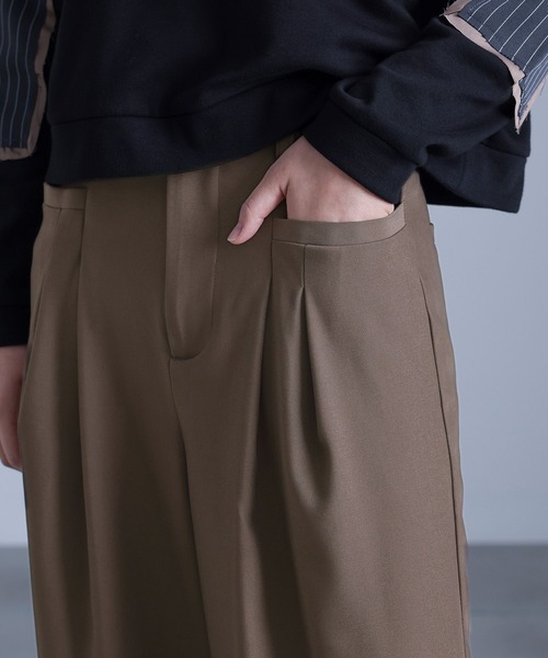 LANDLORD ブラウン ワイドパンツ セール】『タックポケットワイドパンツ』(スラックス)|kOhAKU