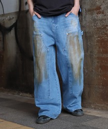 LANDNESS | 【LANDNESS/ランドネス】13ozヘビーウェイト ダーティーダブルニーワイドデニムパンツ(デニムパンツ)