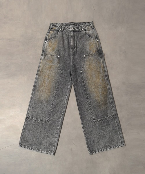 LANDNESS(ランドネス)の「【LANDNESS/ランドネス】13ozヘビーウェイト ダーティーダブルニーワイドデニムパンツ(デニムパンツ・メンズ・ブラック/ブルー/グレー・S/L/M)」の5枚目の写真