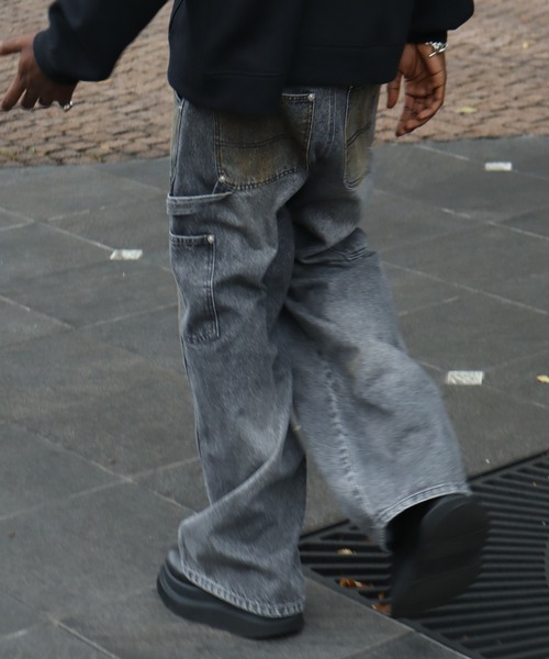 LANDNESS(ランドネス)の「【LANDNESS/ランドネス】13ozヘビーウェイト ダーティーダブルニーワイドデニムパンツ(デニムパンツ・メンズ・ブラック/ブルー/グレー・S/L/M)」の16枚目の写真