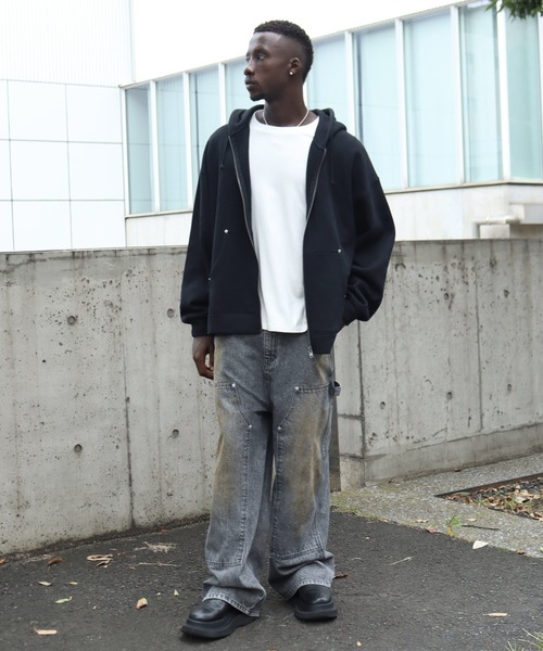 LANDNESS(ランドネス)の「【LANDNESS/ランドネス】13ozヘビーウェイト ダーティーダブルニーワイドデニムパンツ(デニムパンツ・メンズ・ブラック/ブルー/グレー・S/L/M)」の17枚目の写真