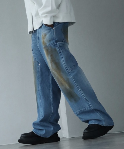 LANDNESS(ランドネス)の「【LANDNESS/ランドネス】13ozヘビーウェイト ダーティーダブルニーワイドデニムパンツ(デニムパンツ・メンズ・ブラック/ブルー/グレー・S/L/M)」の21枚目の写真
