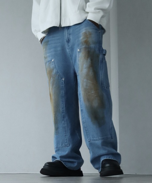 LANDNESS(ランドネス)の「【LANDNESS/ランドネス】13ozヘビーウェイト ダーティーダブルニーワイドデニムパンツ(デニムパンツ・メンズ・ブラック/ブルー/グレー・S/L/M)」の18枚目の写真