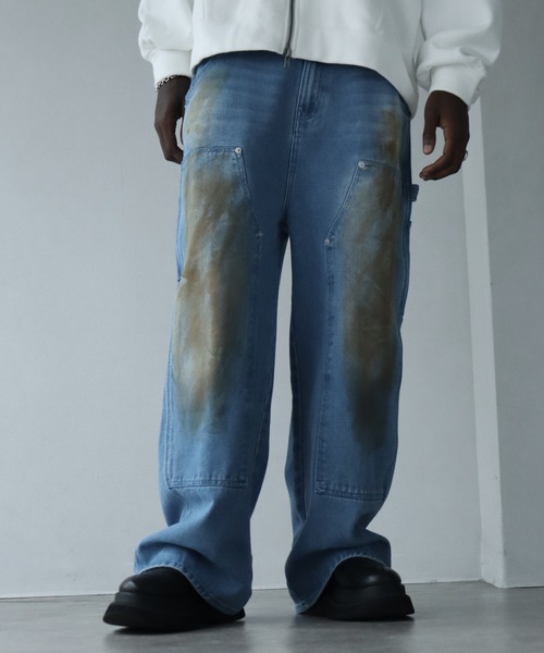 LANDNESS(ランドネス)の「【LANDNESS/ランドネス】13ozヘビーウェイト ダーティーダブルニーワイドデニムパンツ(デニムパンツ・メンズ・ブラック/ブルー/グレー・S/L/M)」の19枚目の写真