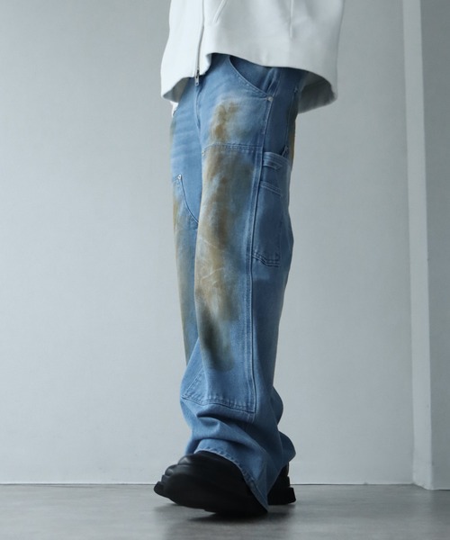 LANDNESS(ランドネス)の「【LANDNESS/ランドネス】13ozヘビーウェイト ダーティーダブルニーワイドデニムパンツ(デニムパンツ・メンズ・ブラック/ブルー/グレー・S/L/M)」の22枚目の写真