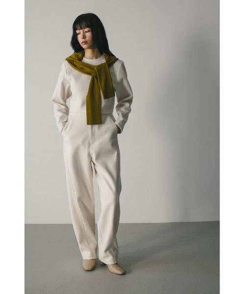 STYLEMIXER（スタイルミキサー）の「ストレッチメルトンショートトップ（Tシャツ/カットソー・レディース・ネイビー/アイボリー・FREE）」の4枚目の写真