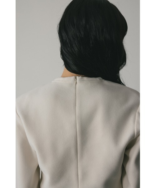 STYLEMIXER（スタイルミキサー）の「ストレッチメルトンショートトップ（Tシャツ/カットソー・レディース・ネイビー/アイボリー・FREE）」の9枚目の写真