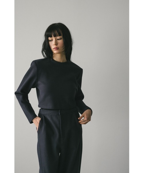 STYLEMIXER（スタイルミキサー）の「ストレッチメルトンショートトップ（Tシャツ/カットソー・レディース・ネイビー/アイボリー・FREE）」の11枚目の写真