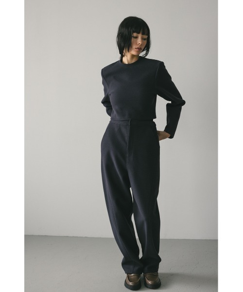 STYLEMIXER（スタイルミキサー）の「ストレッチメルトンショートトップ（Tシャツ/カットソー・レディース・ネイビー/アイボリー・FREE）」の12枚目の写真