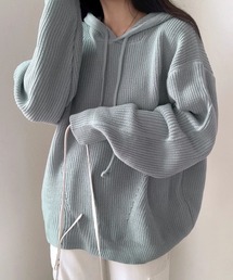 リブニットパーカー