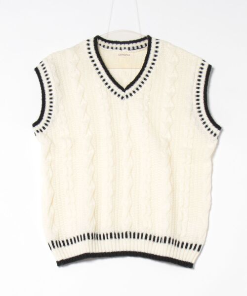 aimoha（アイモハ）の「ユニセックス ニットベスト（ベスト・レディース・ブラック/チョコ/ベージュ/ベージュ系その他・MEDIUM/LARGE/X-LARGE/XX-LARGE/XXX-LARGE）」の4枚目の写真