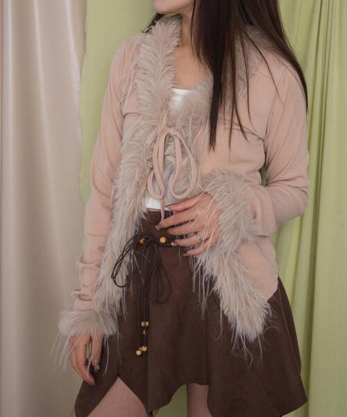 dispark（ディスパーク）の「DISPARK/フェイクファーリボンカーデ（カーディガン/ボレロ・レディース・ベージュ/ブラウン・FREE）」の2枚目の写真