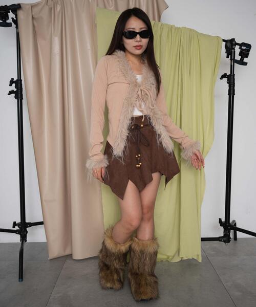 dispark（ディスパーク）の「DISPARK/フェイクファーリボンカーデ（カーディガン/ボレロ・レディース・ベージュ/ブラウン・FREE）」の4枚目の写真