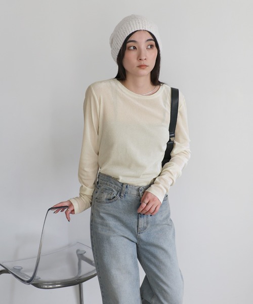 select MOCA(セレクトモカ)の「シアーフロッキーレイヤードセット(Tシャツ/カットソー・レディース・チャコールグレー/アイボリー/ブラック・FREE)」の10枚目の写真