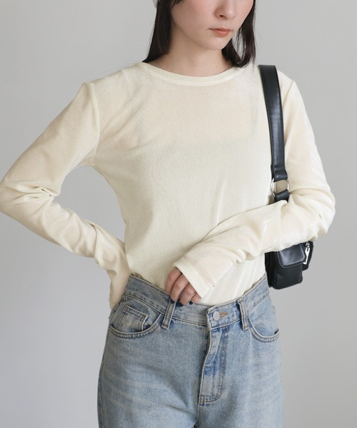select MOCA(セレクトモカ)の「シアーフロッキーレイヤードセット(Tシャツ/カットソー・レディース・チャコールグレー/アイボリー/ブラック・FREE)」の11枚目の写真