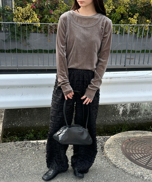 select MOCA(セレクトモカ)の「シアーフロッキーレイヤードセット(Tシャツ/カットソー・レディース・チャコールグレー/アイボリー/ブラック・FREE)」の22枚目の写真