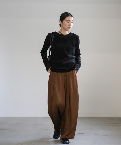 select MOCA(セレクトモカ)の「シアーフロッキーレイヤードセット(Tシャツ/カットソー・レディース・チャコールグレー/アイボリー/ブラック・FREE)」の6枚目の写真