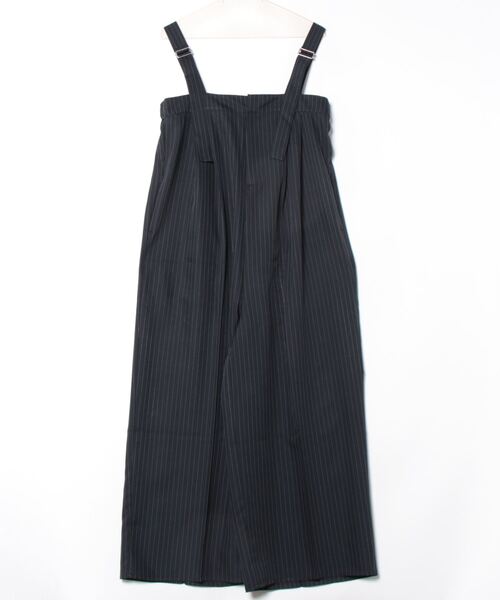STYLEBLOCK（スタイルブロック）の「ピンストライプベアサロペット（サロペット/オーバーオール・レディース・グレイッシュベージュ/ブラック/チャコールグレー/ネイビー・M）」の4枚目の写真