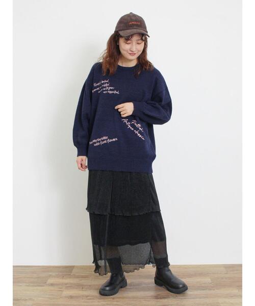 Samansa Mos2(サマンサ モスモス)の「◎【マシンウォッシャブル】手描き風刺繍ニット(ニット/セーター・レディース・ベージュ/ネイビー/グレー・F)」の8枚目の写真