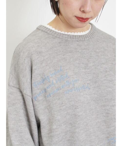 Samansa Mos2(サマンサ モスモス)の「◎【マシンウォッシャブル】手描き風刺繍ニット(ニット/セーター・レディース・ベージュ/ネイビー/グレー・F)」の10枚目の写真