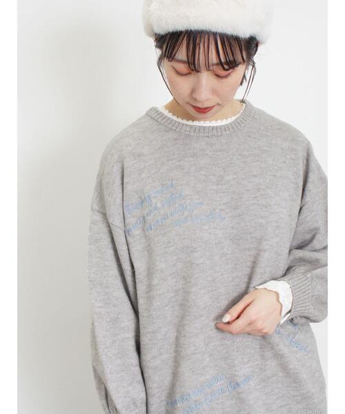 Samansa Mos2(サマンサ モスモス)の「◎【マシンウォッシャブル】手描き風刺繍ニット(ニット/セーター・レディース・ベージュ/ネイビー/グレー・F)」の12枚目の写真