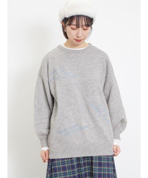 Samansa Mos2(サマンサ モスモス)の「◎【マシンウォッシャブル】手描き風刺繍ニット(ニット/セーター・レディース・ベージュ/ネイビー/グレー・F)」の13枚目の写真