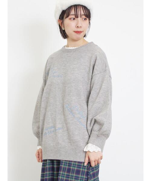 Samansa Mos2(サマンサ モスモス)の「◎【マシンウォッシャブル】手描き風刺繍ニット(ニット/セーター・レディース・ベージュ/ネイビー/グレー・F)」の14枚目の写真