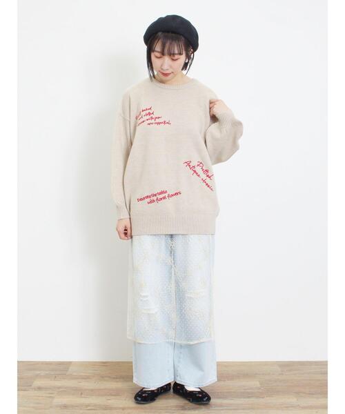 Samansa Mos2(サマンサ モスモス)の「◎【マシンウォッシャブル】手描き風刺繍ニット(ニット/セーター・レディース・ベージュ/ネイビー/グレー・F)」の19枚目の写真