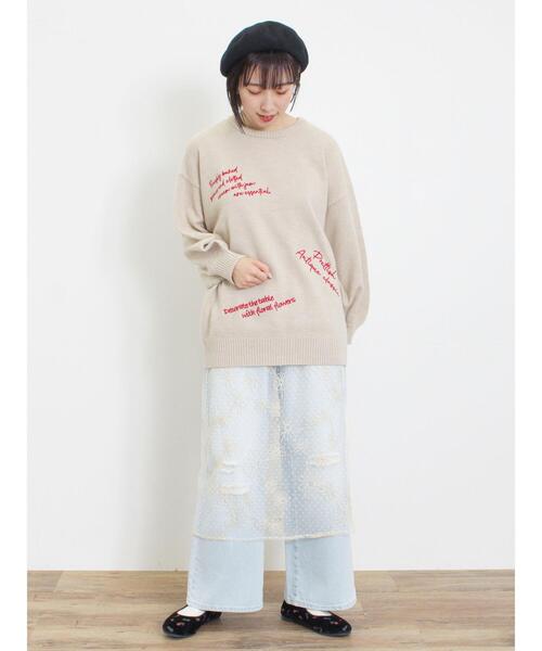 Samansa Mos2(サマンサ モスモス)の「◎【マシンウォッシャブル】手描き風刺繍ニット(ニット/セーター・レディース・ベージュ/ネイビー/グレー・F)」の20枚目の写真