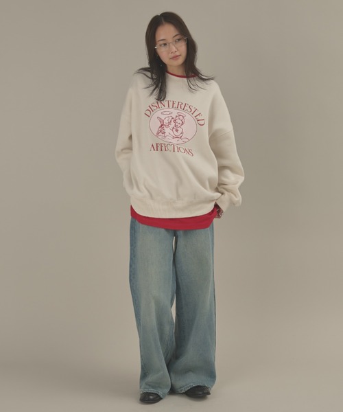 MERLOT（メルロー）の「エンジェルプリント裏起毛スウェット（スウェット・レディース・アイボリー/ライトグレー・FREE）」の3枚目の写真