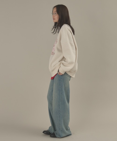 MERLOT（メルロー）の「エンジェルプリント裏起毛スウェット（スウェット・レディース・アイボリー/ライトグレー・FREE）」の6枚目の写真