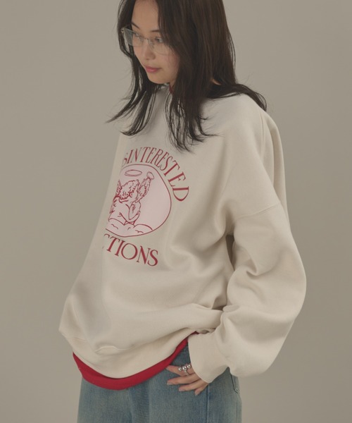 MERLOT（メルロー）の「エンジェルプリント裏起毛スウェット（スウェット・レディース・アイボリー/ライトグレー・FREE）」の10枚目の写真