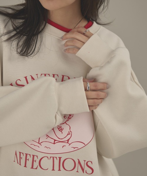 MERLOT（メルロー）の「エンジェルプリント裏起毛スウェット（スウェット・レディース・アイボリー/ライトグレー・FREE）」の12枚目の写真