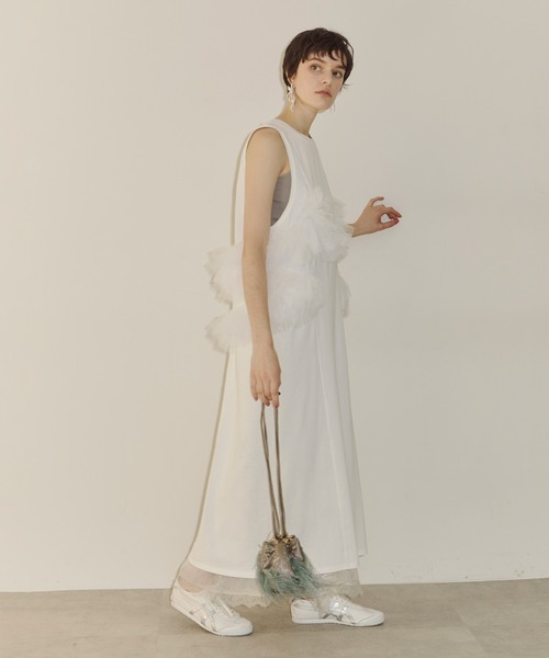 LA BELLE ETUDE（ラベルエチュード）の「ボリュームフリルチュールデザインカットワンピース（ワンピース・レディース・ブラック/カーキ/ホワイト/レッド・0/1）」の19枚目の写真