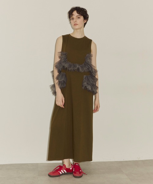 LA BELLE ETUDE（ラベルエチュード）の「ボリュームフリルチュールデザインカットワンピース（ワンピース・レディース・ブラック/カーキ/ホワイト/レッド・0/1）」の20枚目の写真