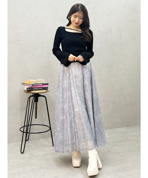 MERCURYDUO(マーキュリーデュオ)の「アシメドロストリブニット(ニット/セーター・レディース・オフホワイト/ブラック/ピンク・FREE)」の5枚目の写真