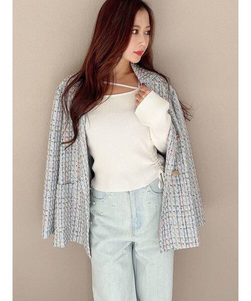 MERCURYDUO(マーキュリーデュオ)の「アシメドロストリブニット(ニット/セーター・レディース・オフホワイト/ブラック/ピンク・FREE)」の9枚目の写真