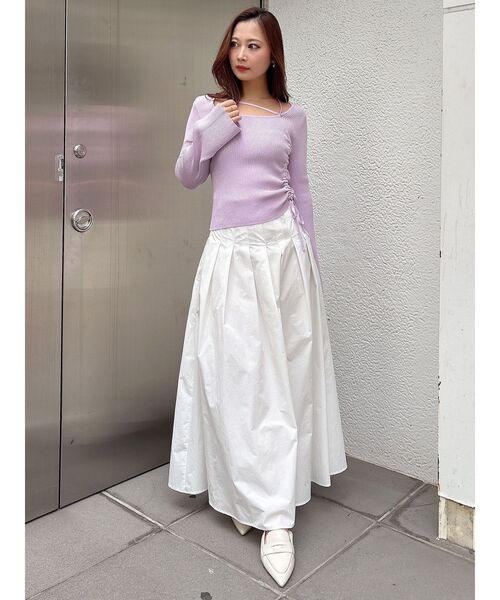 MERCURYDUO(マーキュリーデュオ)の「アシメドロストリブニット(ニット/セーター・レディース・オフホワイト/ブラック/ピンク・FREE)」の10枚目の写真