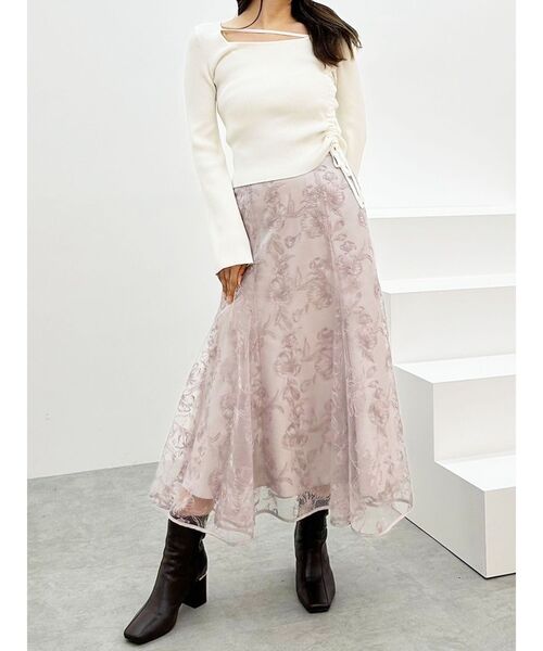 MERCURYDUO(マーキュリーデュオ)の「アシメドロストリブニット(ニット/セーター・レディース・オフホワイト/ブラック/ピンク・FREE)」の12枚目の写真