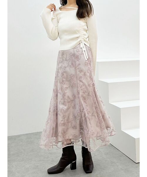 MERCURYDUO(マーキュリーデュオ)の「アシメドロストリブニット(ニット/セーター・レディース・オフホワイト/ブラック/ピンク・FREE)」の13枚目の写真