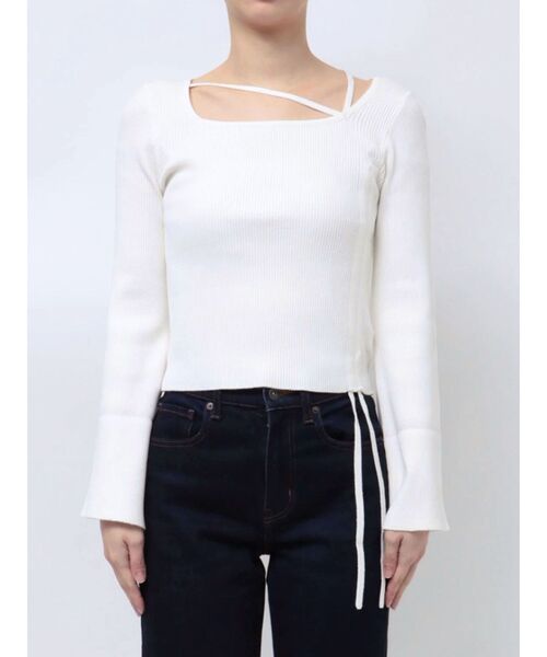 MERCURYDUO(マーキュリーデュオ)の「アシメドロストリブニット(ニット/セーター・レディース・オフホワイト/ブラック/ピンク・FREE)」の21枚目の写真