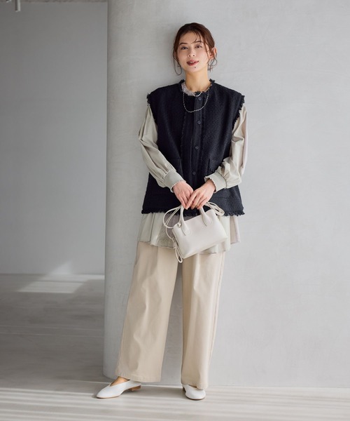 studio CLIP(スタディオクリップ)の「ノーカラーツイードベスト《オケージョン2026SS》(ベスト・レディース・ネイビー/アイボリー・FREE)」の18枚目の写真