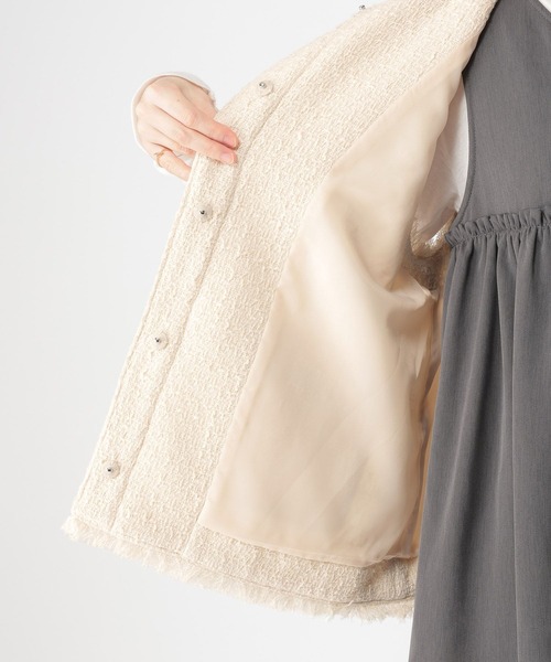セール】ノーカラーツイードベスト《オケージョン2026SS》（ベスト