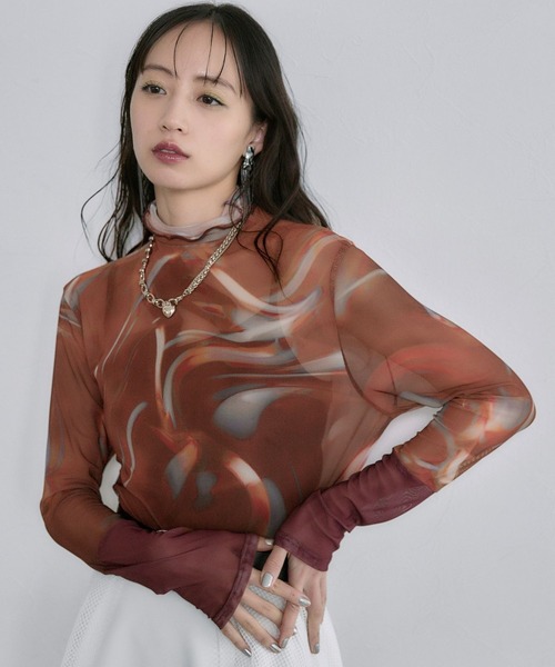 HARE(ハレ)の「リフレクションガラシアートップス(HARE)(Tシャツ/カットソー・レディース・パープル/オレンジ・FREE)」の9枚目の写真