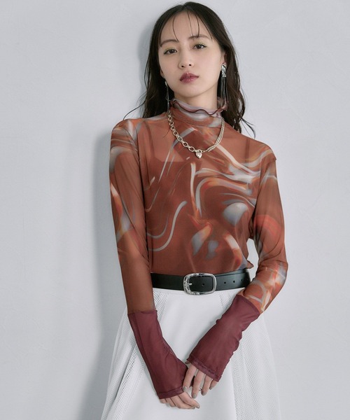 HARE(ハレ)の「リフレクションガラシアートップス(HARE)(Tシャツ/カットソー・レディース・パープル/オレンジ・FREE)」の10枚目の写真