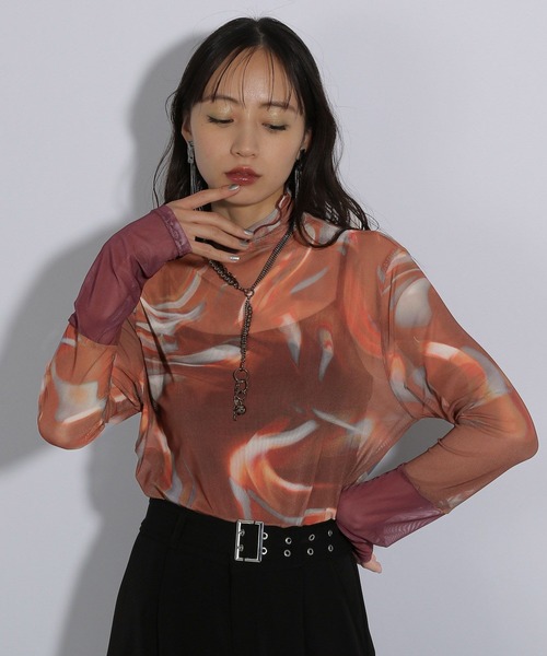 HARE(ハレ)の「リフレクションガラシアートップス(HARE)(Tシャツ/カットソー・レディース・パープル/オレンジ・FREE)」の13枚目の写真