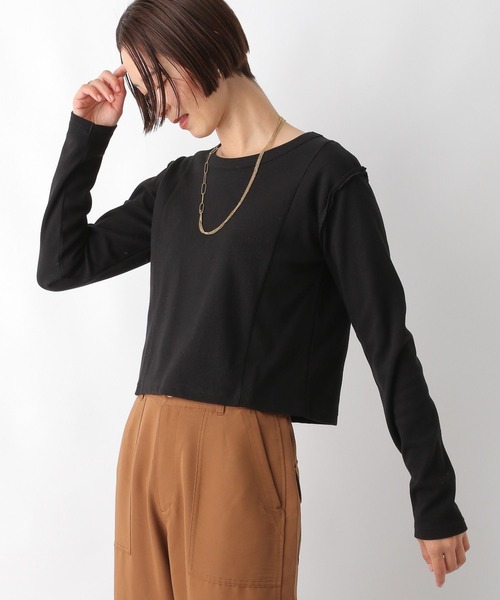 セール】リブクロップド長袖プルオーバー 242673（Tシャツ