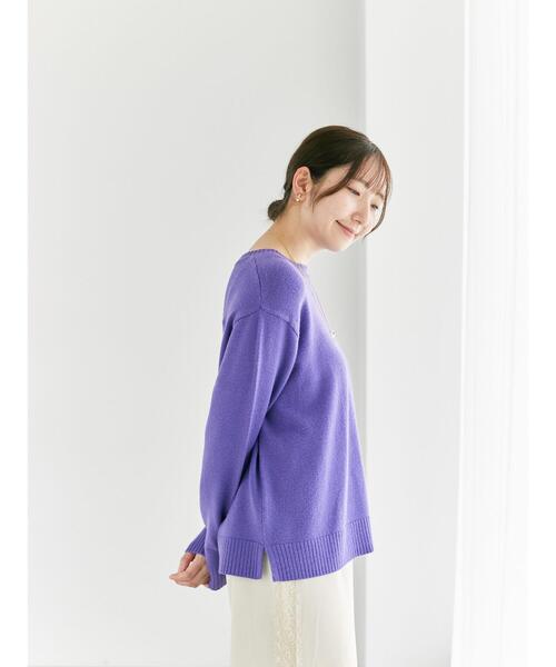 Te chichi TERRASSE(テチチテラス)の「無地/ボーダーアソートもちもちニット(ニット/セーター・レディース・グレー/パープル/ブラック/オフホワイト・F)」の8枚目の写真